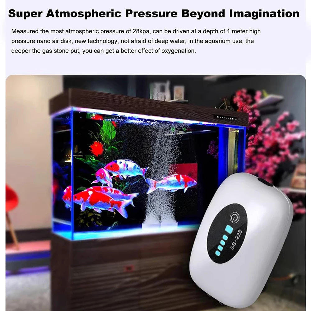 High Concerned Aquarium Oxygen Air Pump USB Charging Ultra Silent