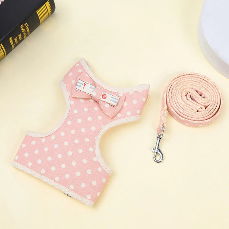 XLeiPet Gentleman Rabbit Cat Vest Harness With Bow Tie Leash