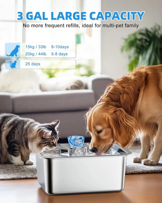 XMSJ Automatic Stainless Steel Dog Water Fountain With Filters