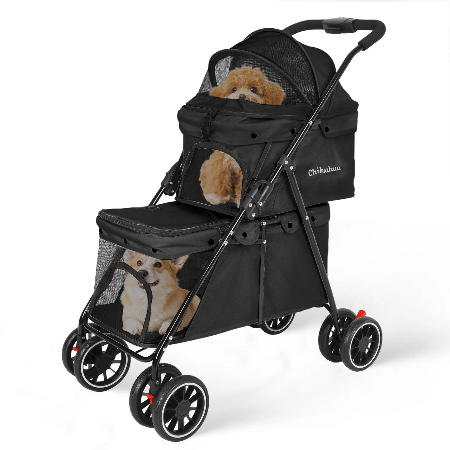 Double Pet Stroller for Dogs and Cats for Two Pets