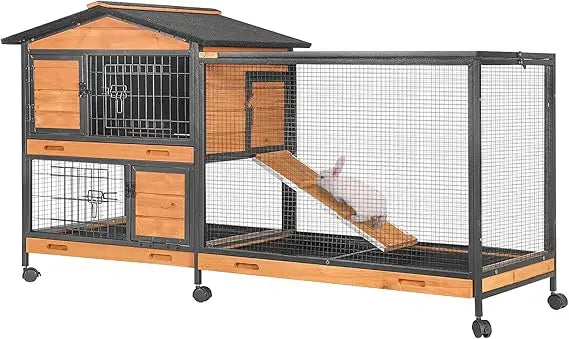 High Concerned Rabbit Hutch Chew Resistant Metal Frame Cage