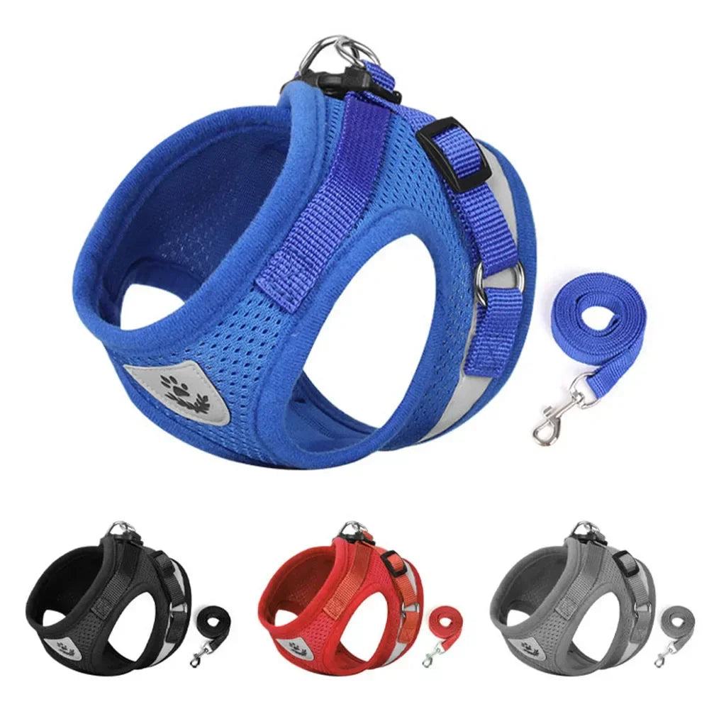 Cat Harness Leash Set Reflective Escape Proof Mesh Vest