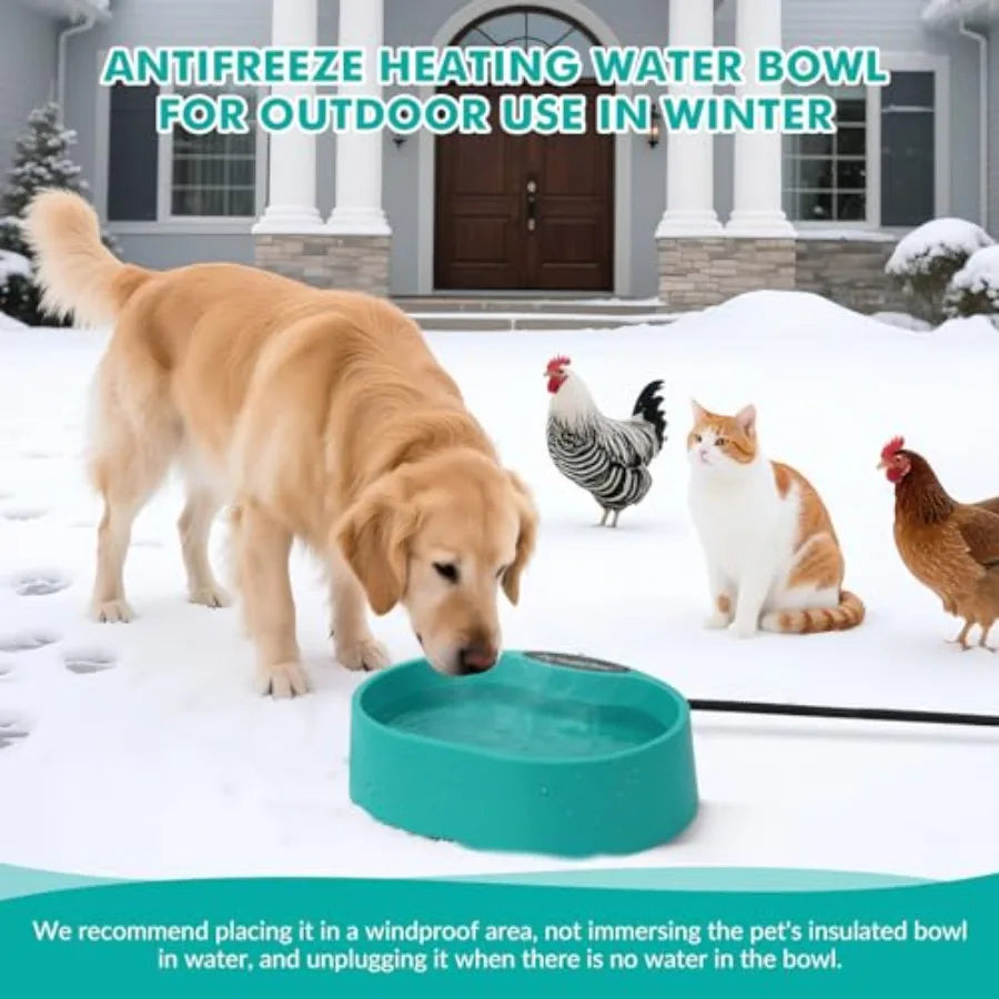 Heated Outdoor Pet Water Bowl For Dogs And Cats Warming