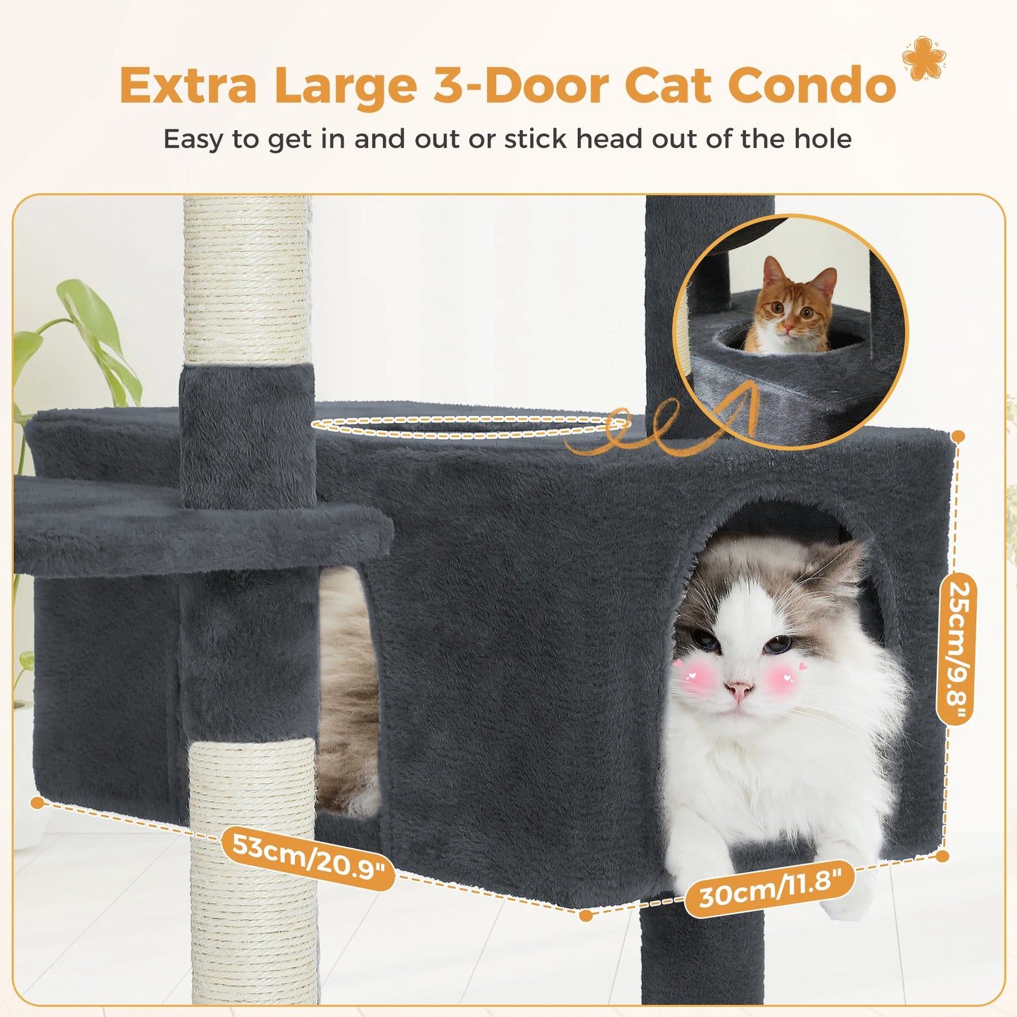 PEQULTI Multi Level Cat Tree Tower Scratching Posts Hammock Condo