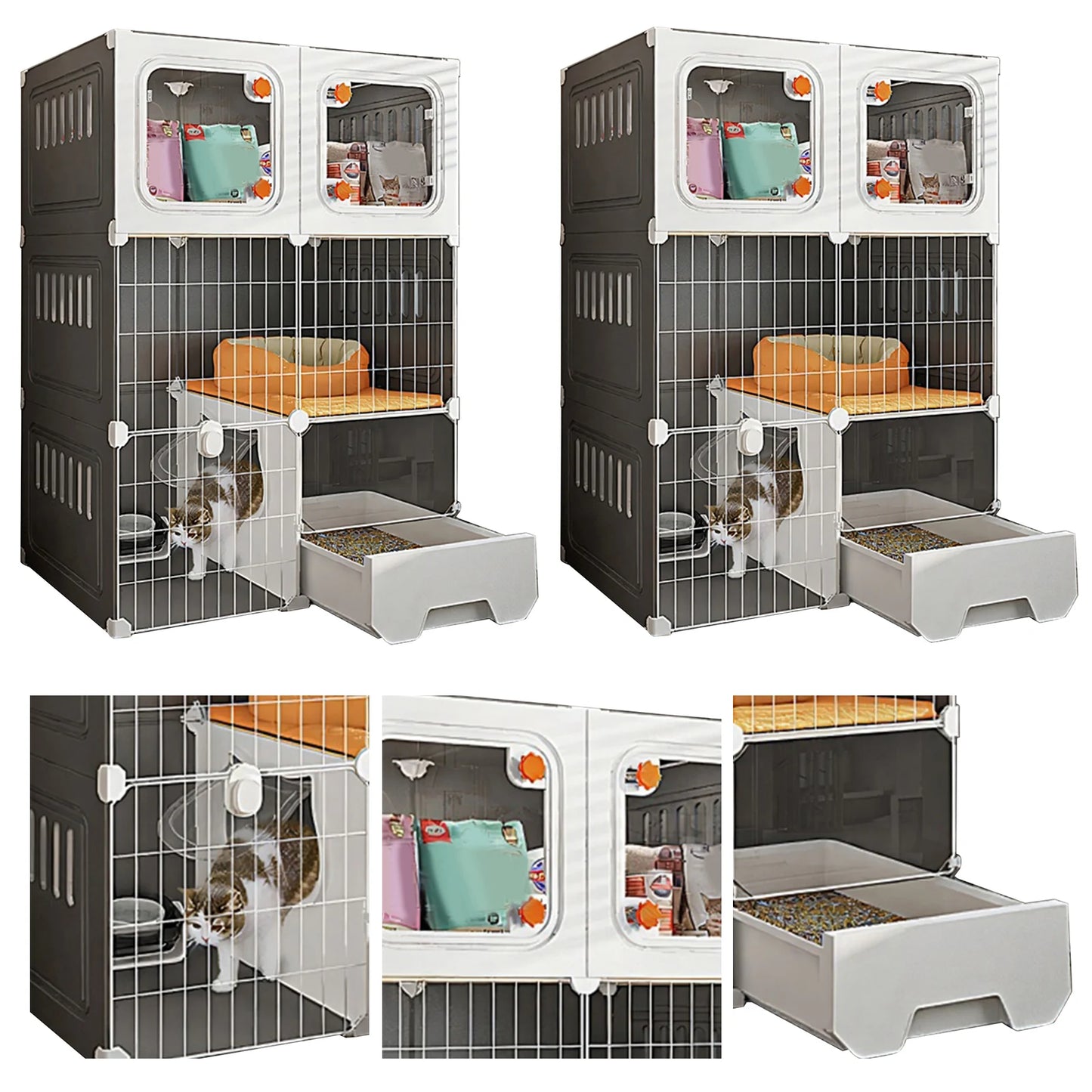 Indoor Cat Crate Catio With Bed DIY Metal Wire Kennel