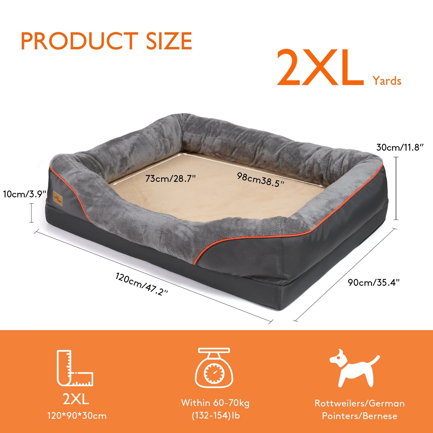 BINGOPAW Dog Bed Removable Washable Cover Anti Allergy Foam