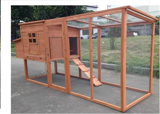 High-Concerned Deluxe Solid Wood Chicken Coop With Run And Nesting Box
