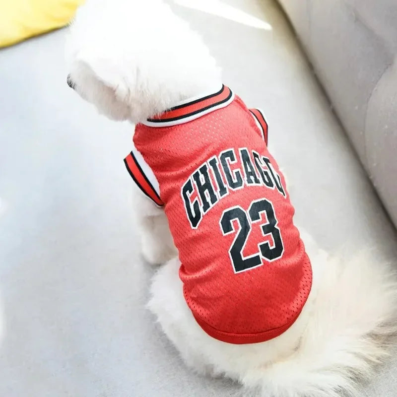 Dog Basketball Jersey Summer Pet Clothes Mesh Breathable Vest