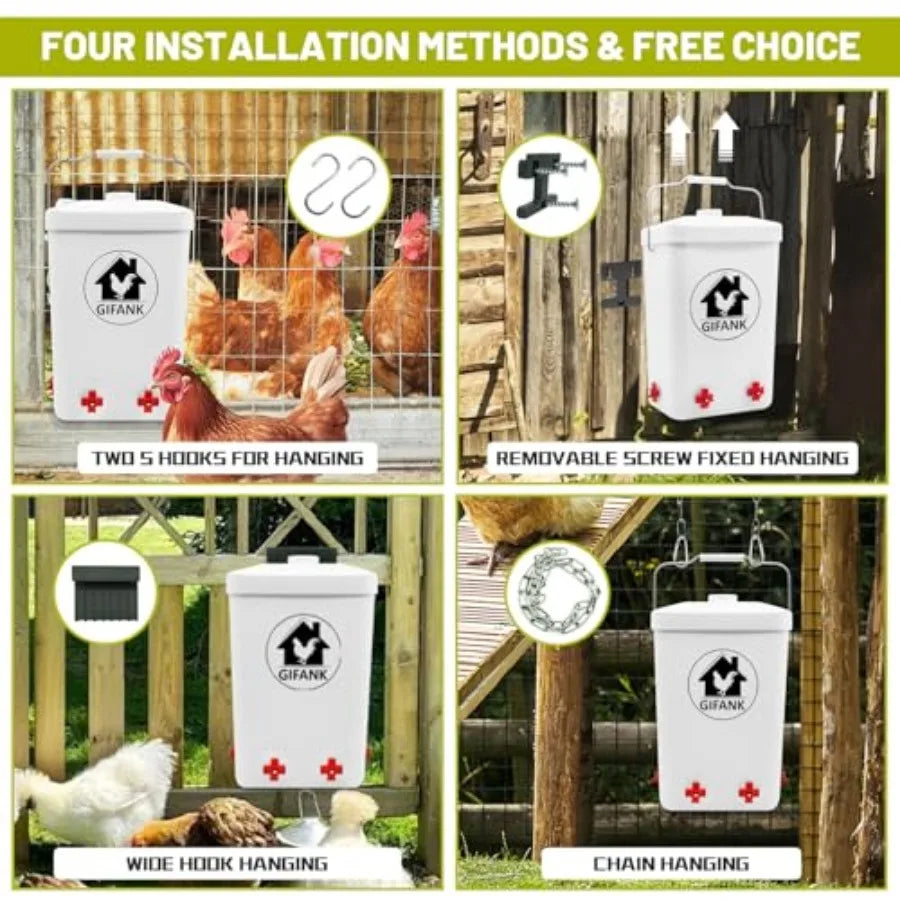 Chicken Feeder And Waterer Set Automatic No Waste Hanging Poultry Kit