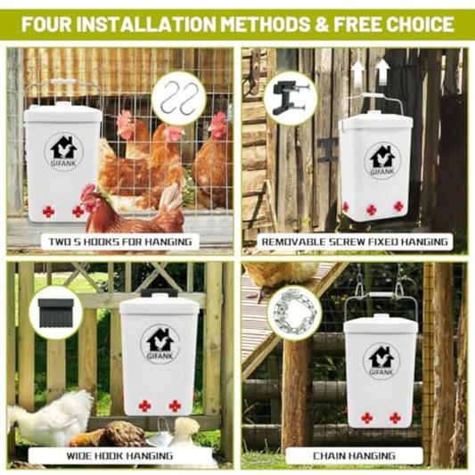 Chicken Feeder And Waterer Set Automatic No Waste Hanging Poultry Kit