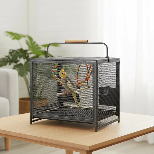 CN Wrought Iron Bird Travel Carrier Cage For Parrots Conures Lovebirds