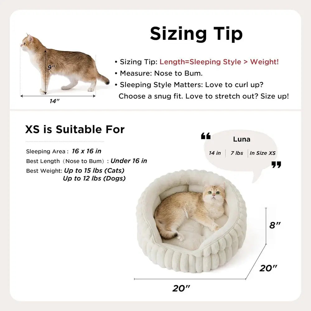 Washable Round Cat Bed With Non Slip Bottom Corduroy