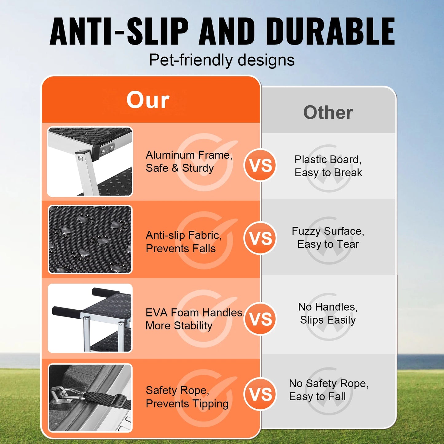 SucceBuy Dog Car Stair Folding Portable Aluminum Pet Steps 150 Pounds