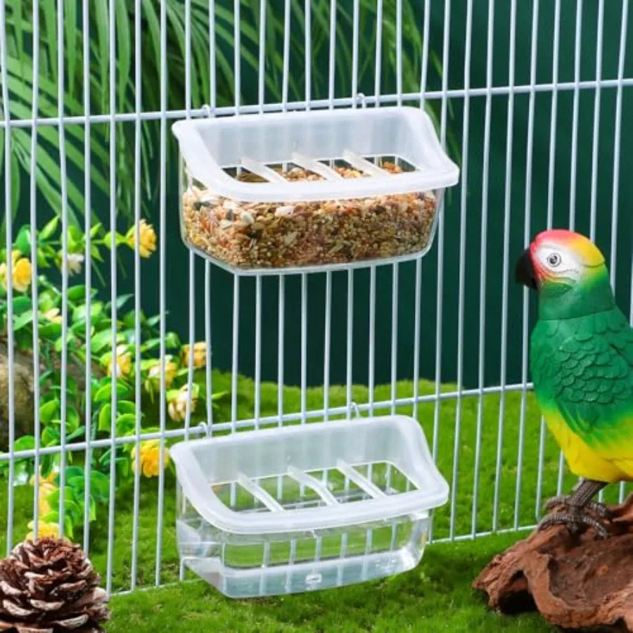 Bird Feeders for Cage Clear Hanging Parrot Parakeet Food Containers
