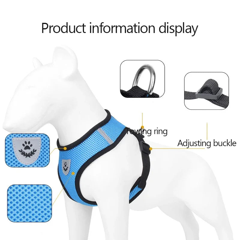 NONECN Polyester Mesh Cat Harness Vest With Adjustable Leash