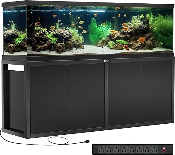 Heavy Duty Metal Aquarium Stand With Power Outlet And Cabinet