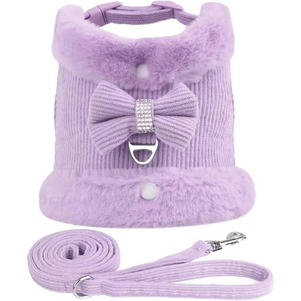 XMSJ Cute Dog Vest Harness Leash Set With Bow Tie