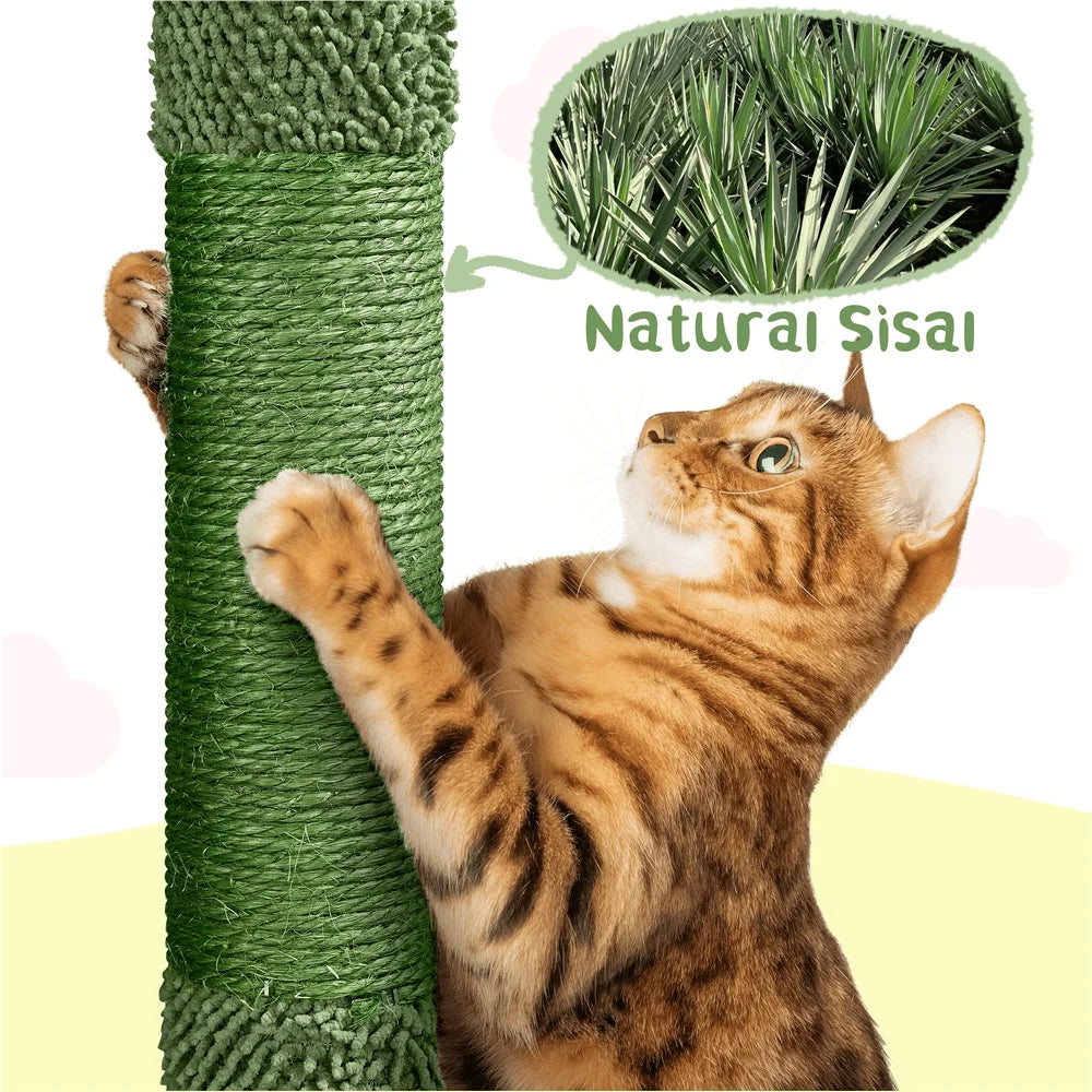 Oasis Themed Cat Tree With Fleece Covered Tower Scratching Posts