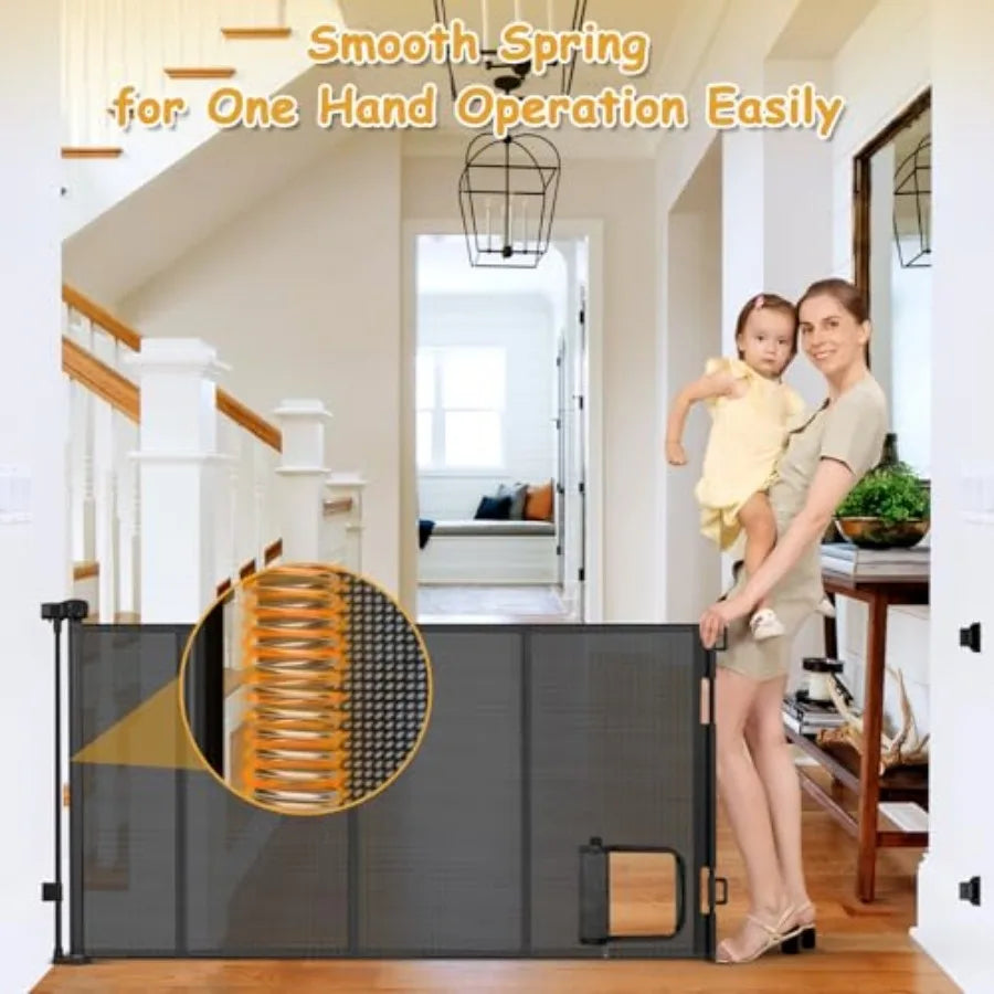 Reinforced Extra Wide Retractable Cat Door Pet Gate