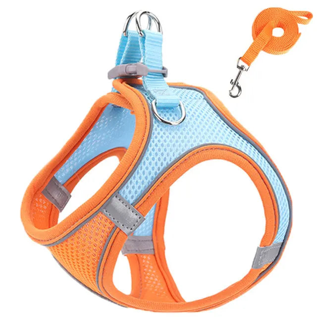 Reflective Cat Harness And Leash Set Adjustable For Cats And Small Dogs