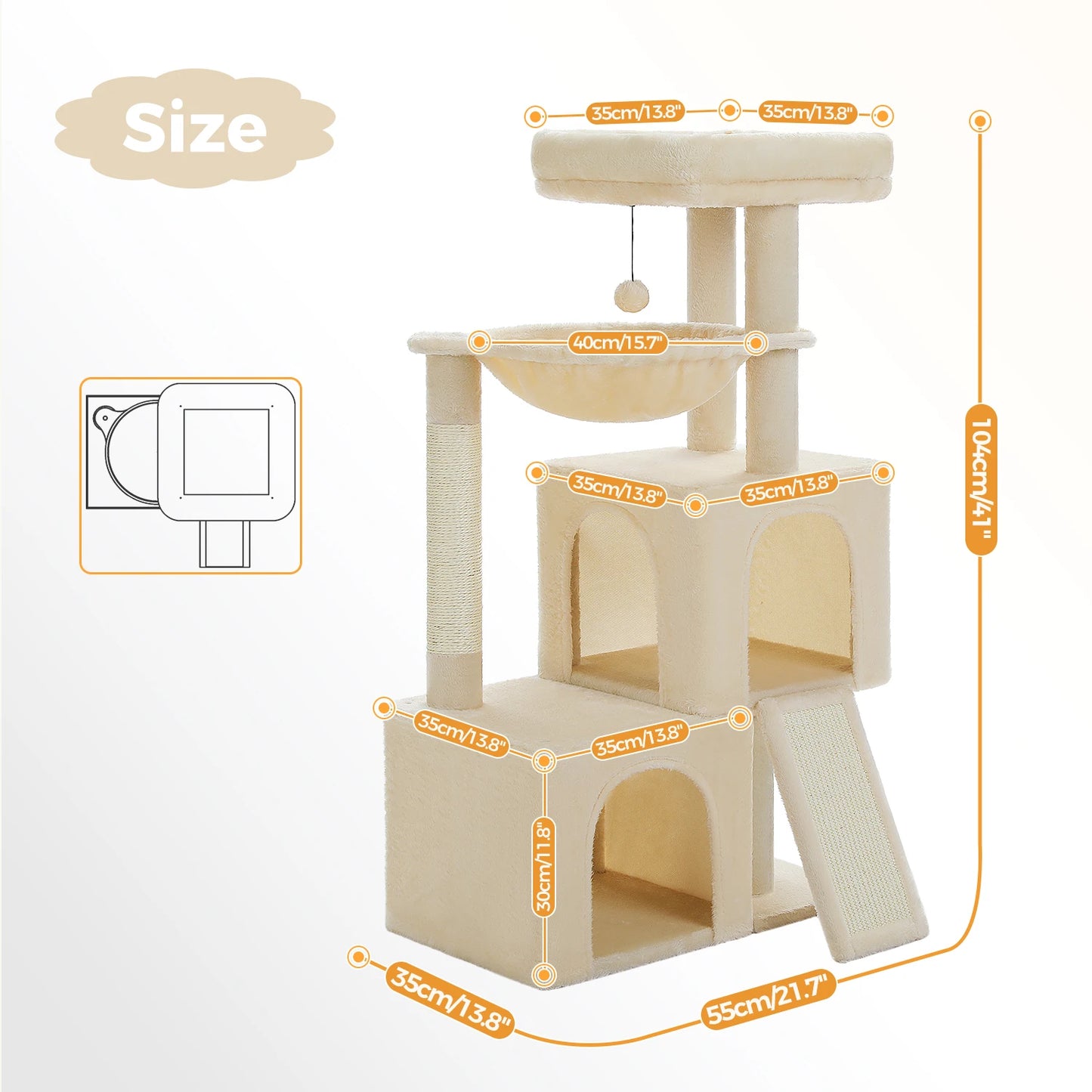 PEQULTICN Large Cat Tree Indoor Multi-Level Tower With Scratching Post