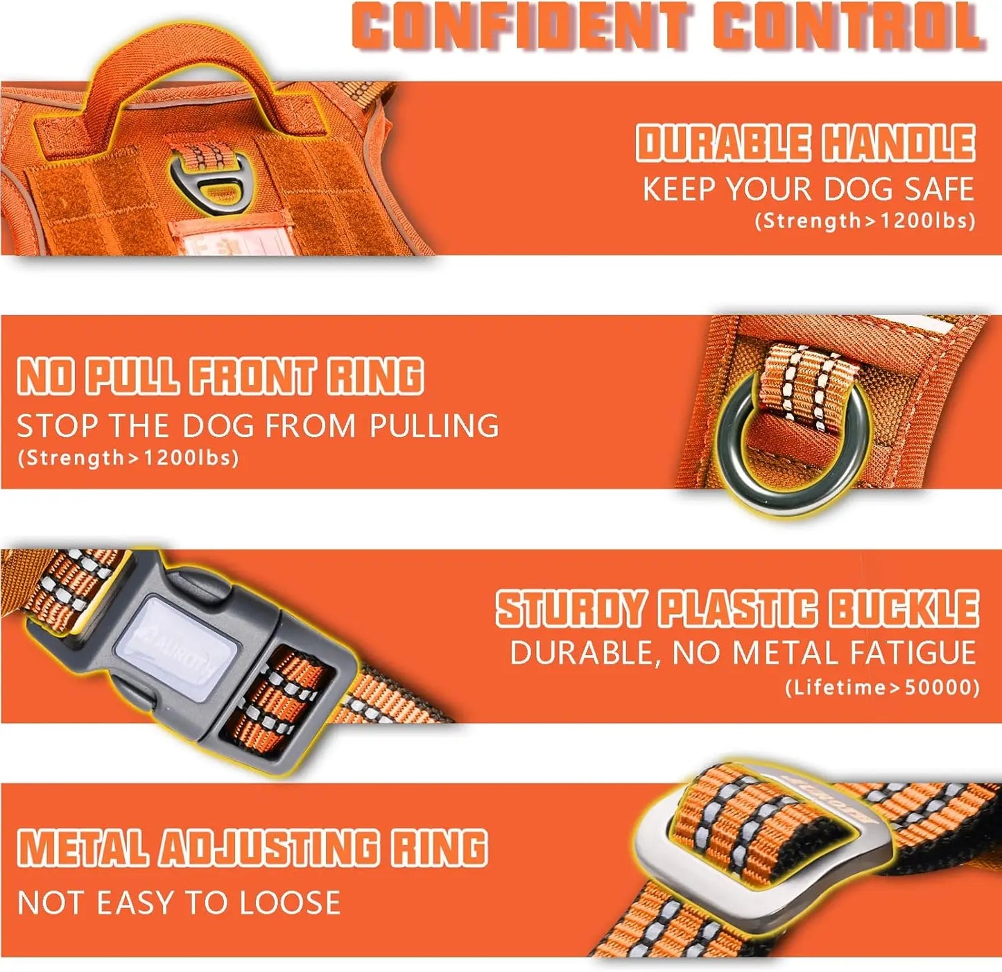 Adjustable No Pull Tactical Dog Harness Reflective K9 Training Vest