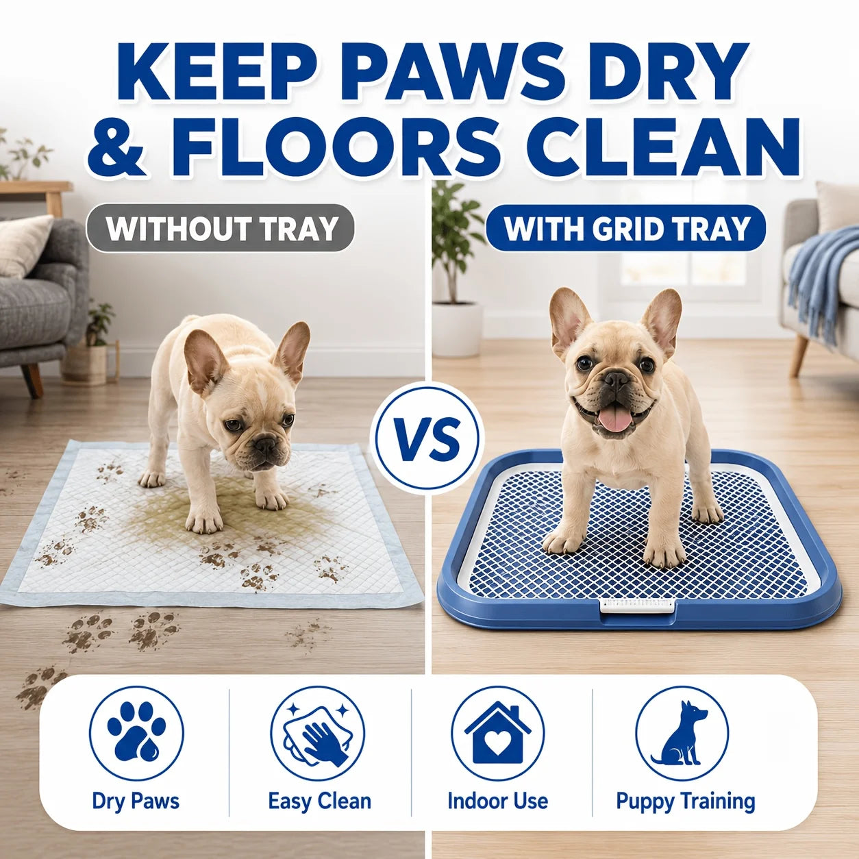 Nordara Dog Potty Tray With Removable Grating Leakproof Indoor Toilet