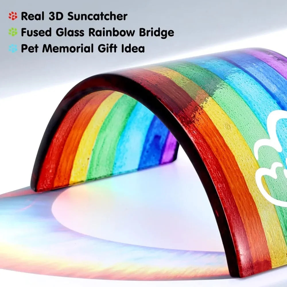 Rainbow Bridge Fused Glass Memorial Gift For Pet Loss