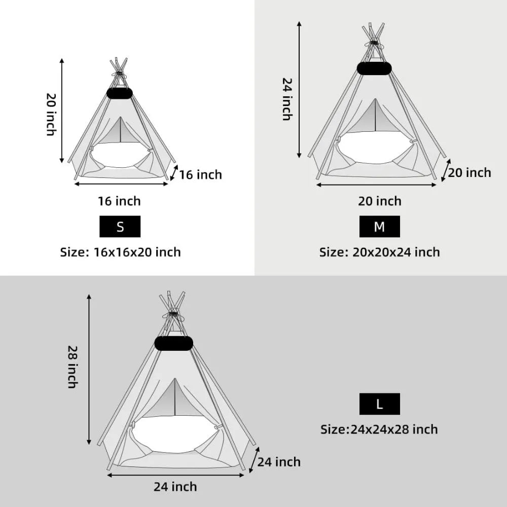 Pet Teepee Tent for Dogs and Cats Washable Cushion