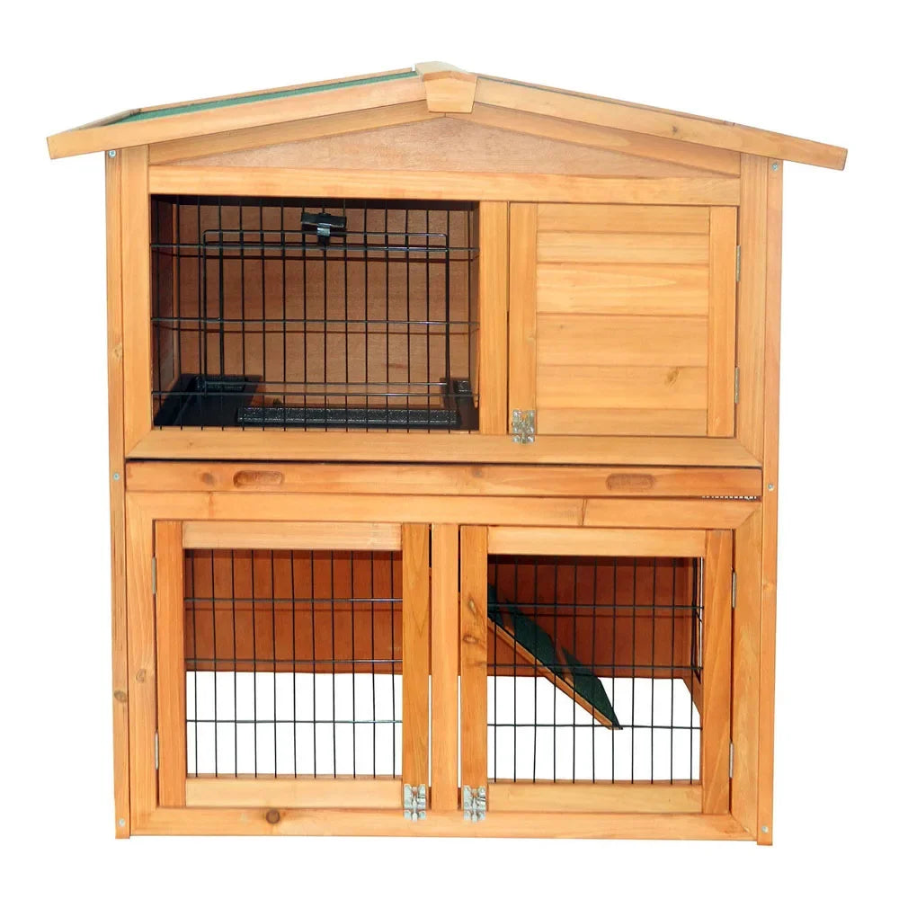 Triangle Roof Waterproof Wooden Rabbit Hutch A Frame Pet Cage