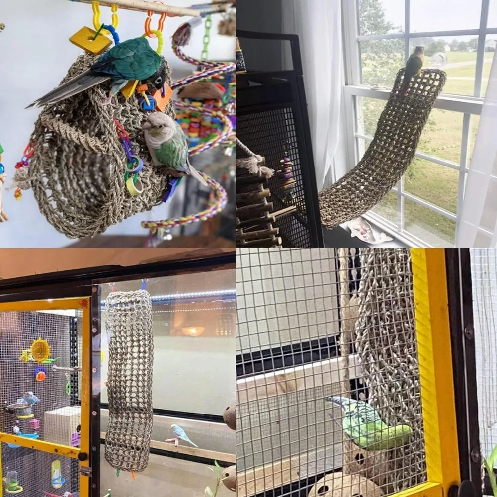 Zhejiang Seagrass Bird Mat Parrot Hammock Climbing Toy For Cage