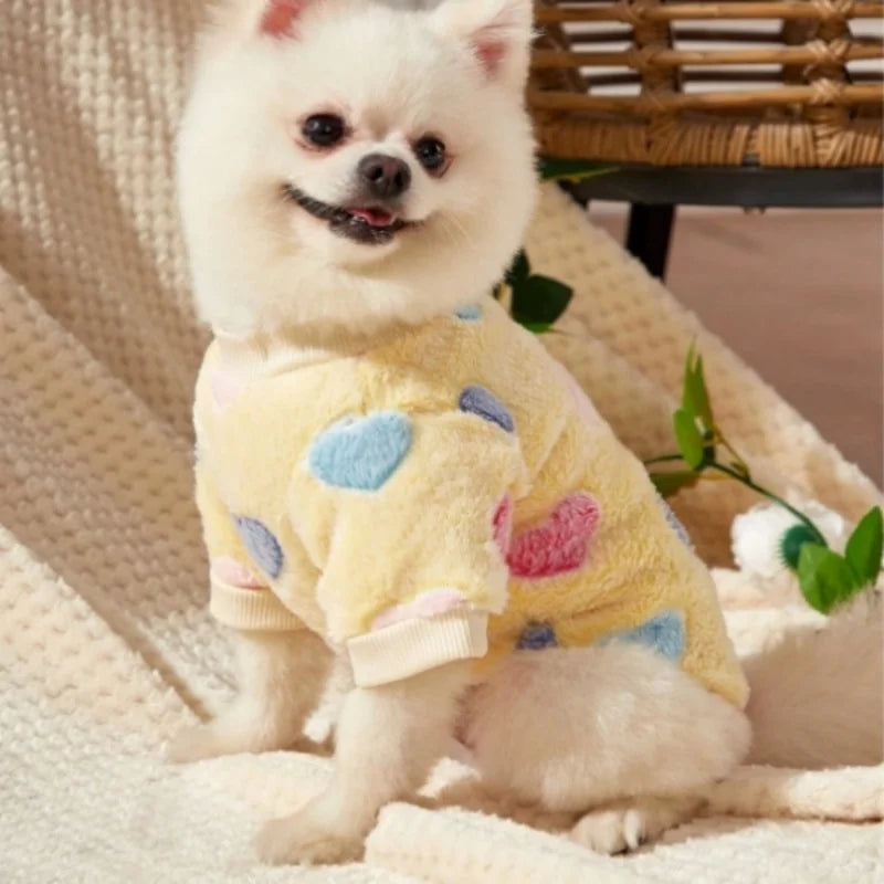 Flannel Heart Print Dog Vest Coat Winter Fleece Pet Clothes