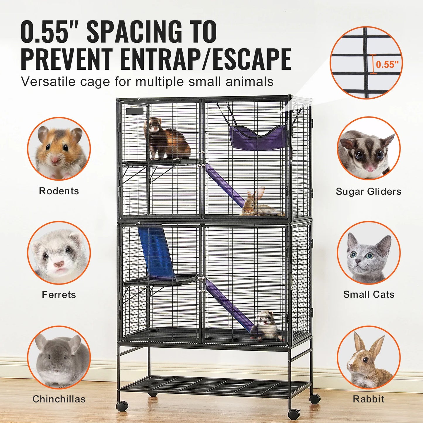 SucceBuy Rolling Metal Ferret Cage Four Tier Critter Nation Cage
