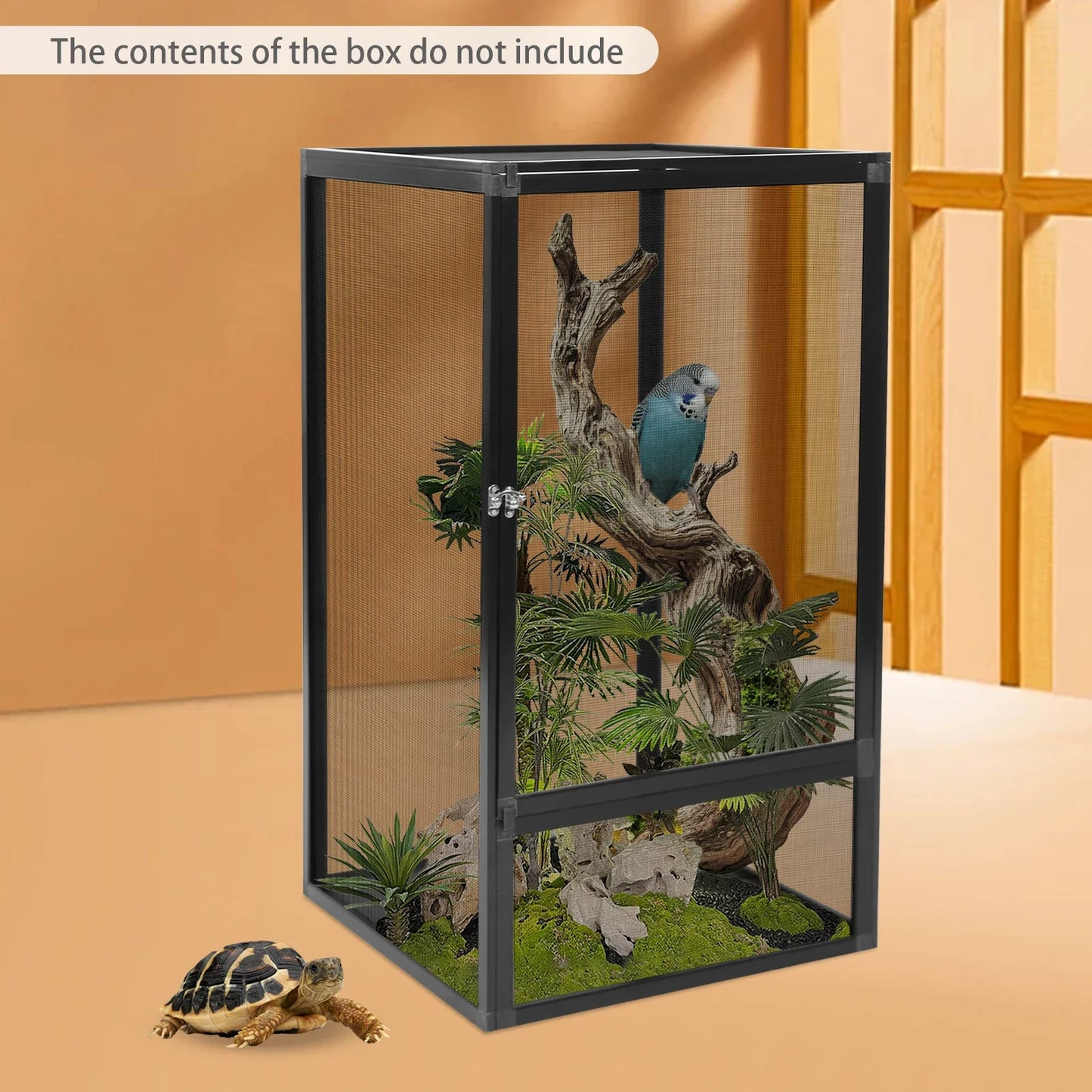 Micro Habitat Terrarium Enclosure Reptile Feeding Net Box Aluminum Alloy