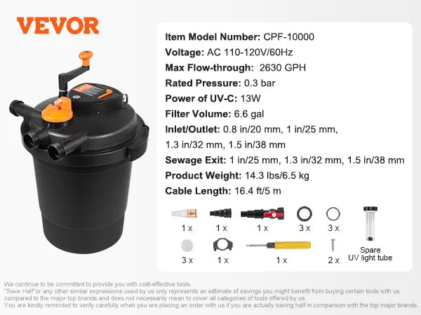 SucceBuy BioPressure Pond Filter For Up To 3200 Gallons