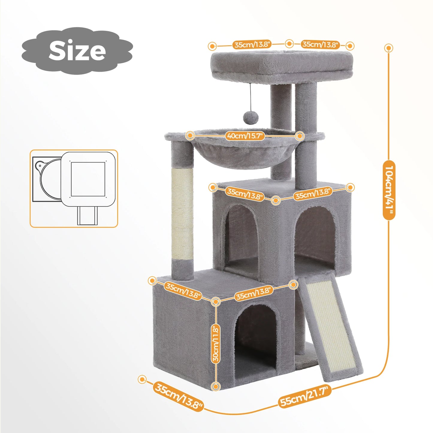 PEQULTICN Large Cat Tree Indoor Multi-Level Tower With Scratching Post