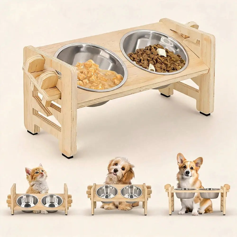 XMSJ Elevated Cat Feeder With Tilted Bowls And Stand