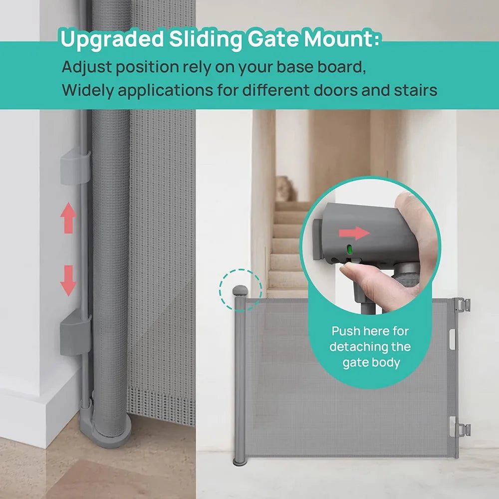 Retractable Baby Safe Doorways Gate For Doorways And Stairs