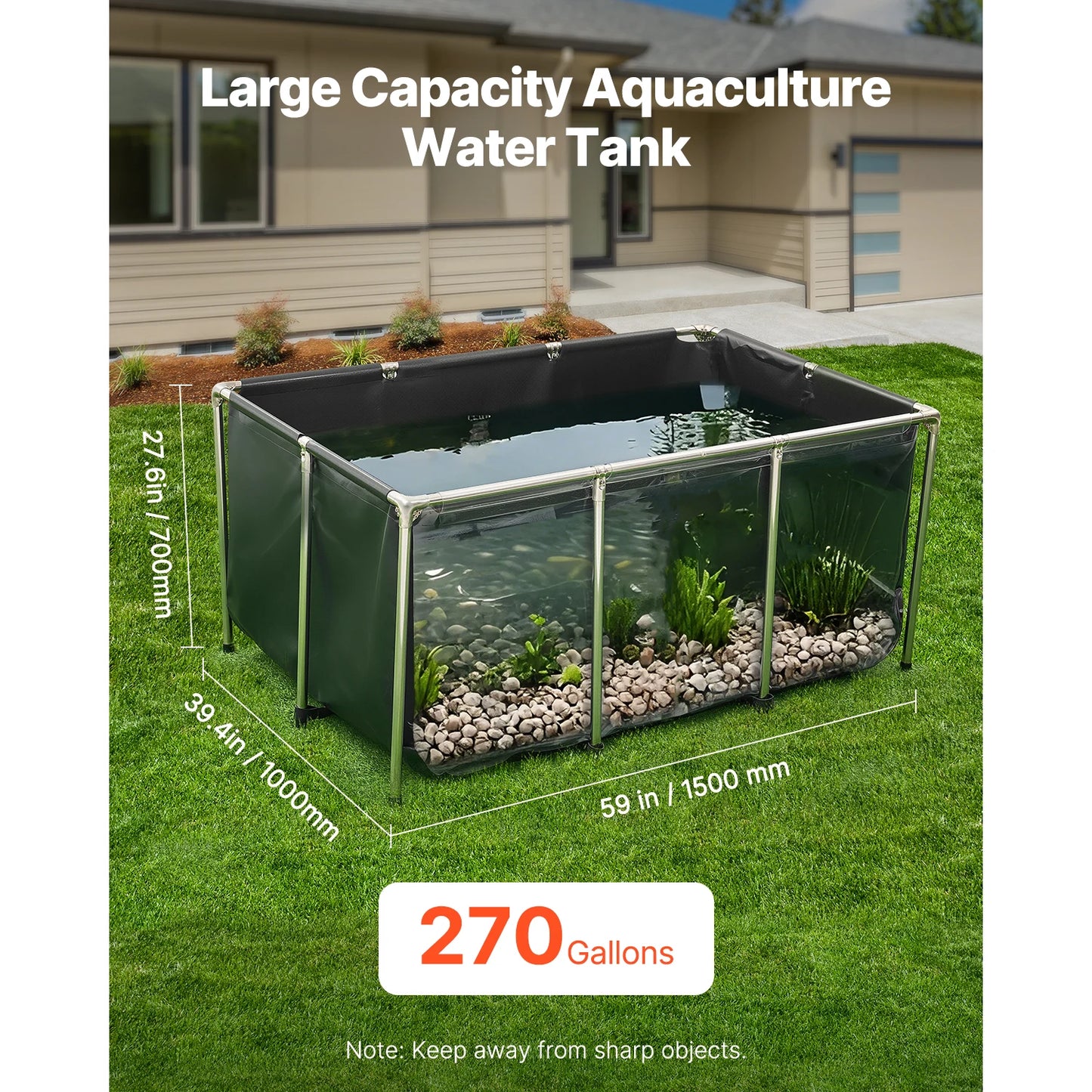 Canvas Fish Pond PVC Koi Tank With Clear Viewing Panel