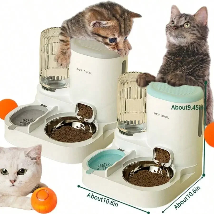 Two In One Automatic Cat Water Dispenser And Feeding Station