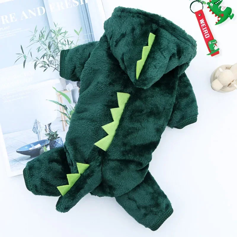 WANGMEOW Dinosaur Fleece Dog Jumpsuits Coat Hoodie Winter