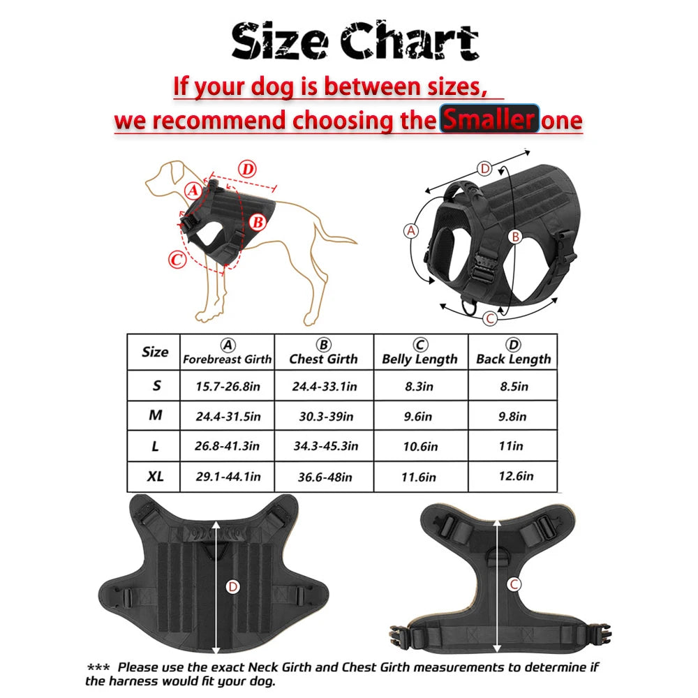 Petravel Military Dog Harness Vest Kit With Leash And Patches