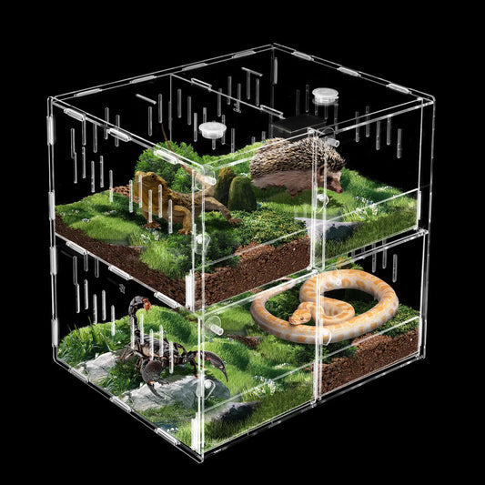 Acrylic 4 Grids Reptile Cage Breeding Box Terrarium Tank