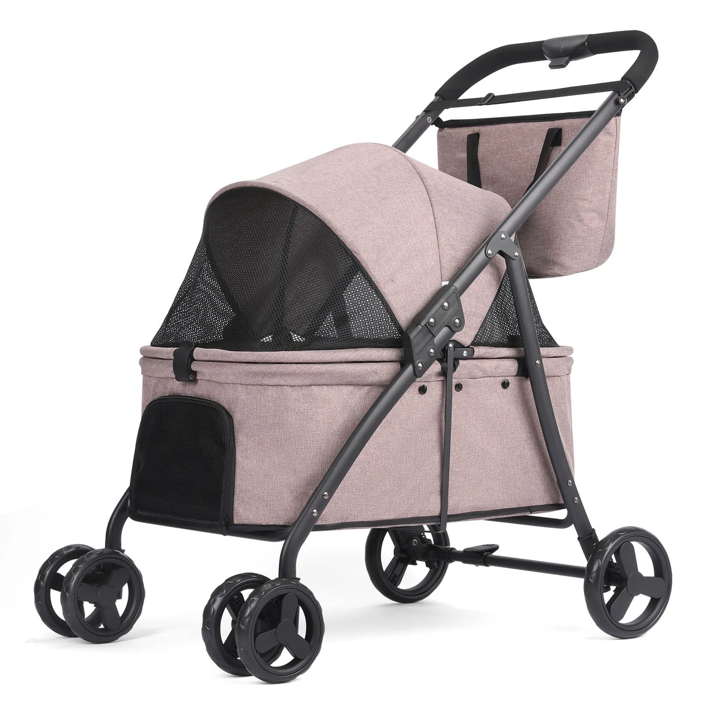 Foldable Dog Stroller Portable 4 Wheel Pet Pushchair Travel Carriage