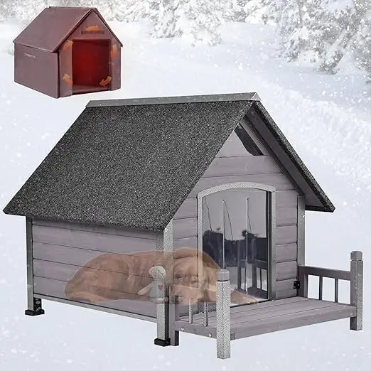 Outdoor Insulated Dog Kennel for Large Breeds, 50.87 Linear Feet Weatherproof Shelter with Anti-Chew Iron Frame