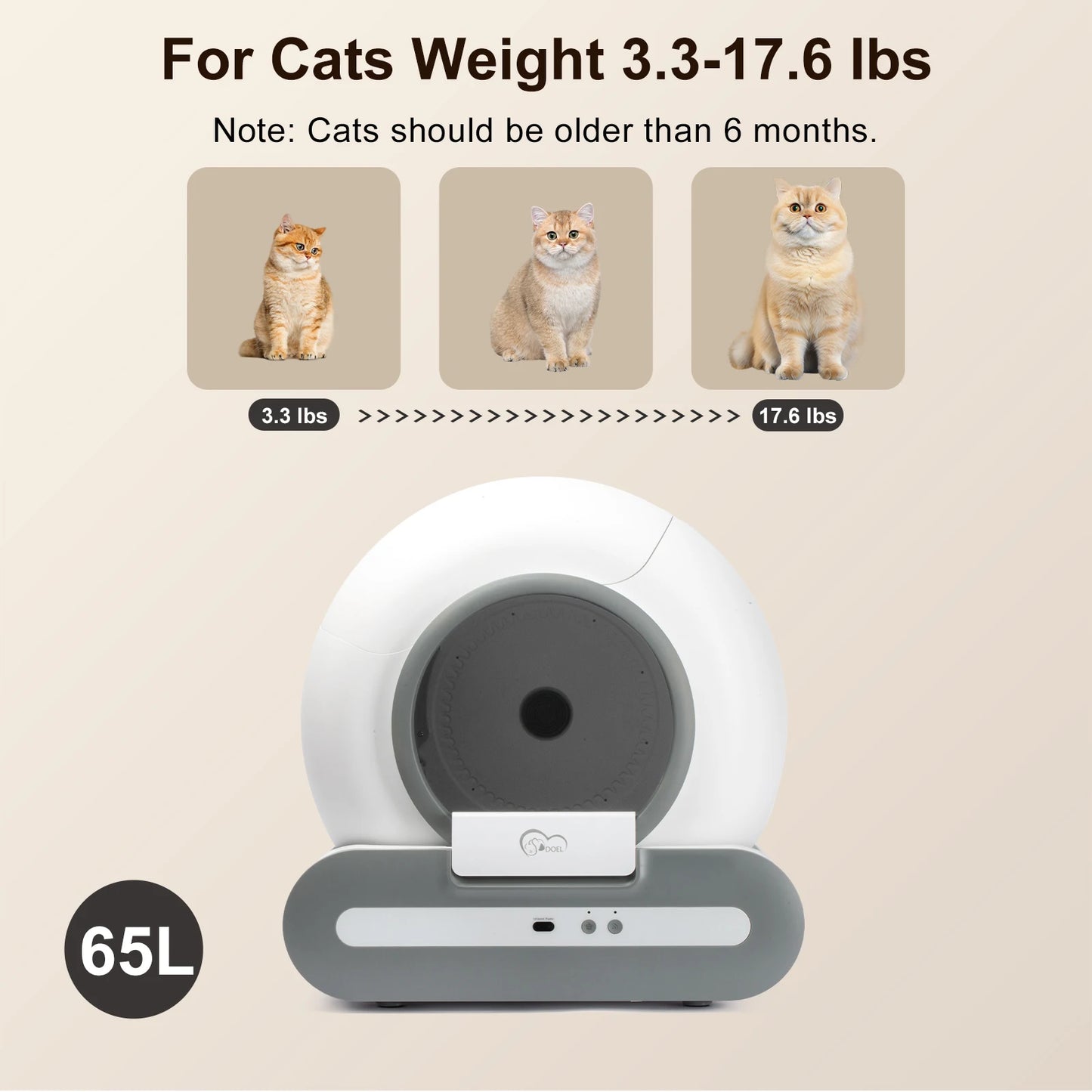DOEL Self-Cleaning Cat Litter Box With App Control 2.4G WiFi