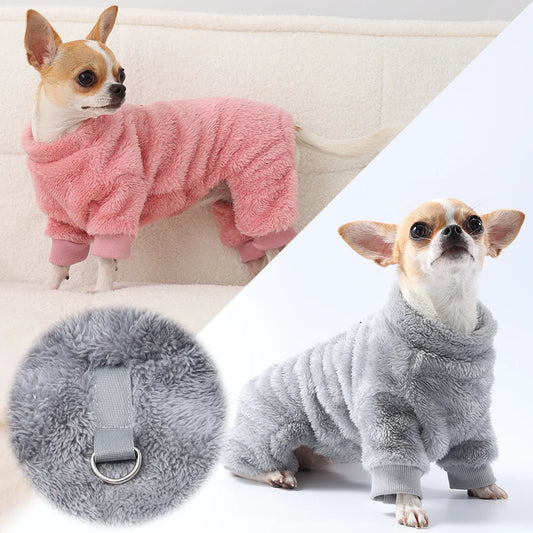 Winter Warm Flannel Dog Jumpsuit For Dogs And Cats