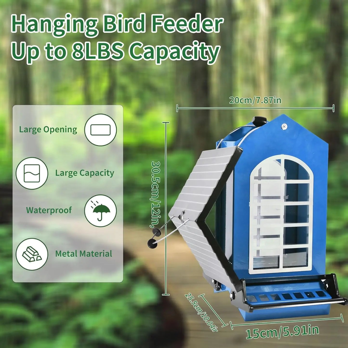 Squirrel Proof Metal Hanging Bird Feeder With Weight-Activated Perches