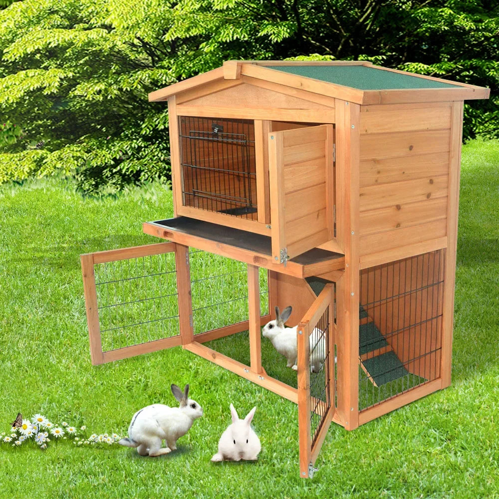Triangle Roof Waterproof Wooden Rabbit Hutch A Frame Pet Cage