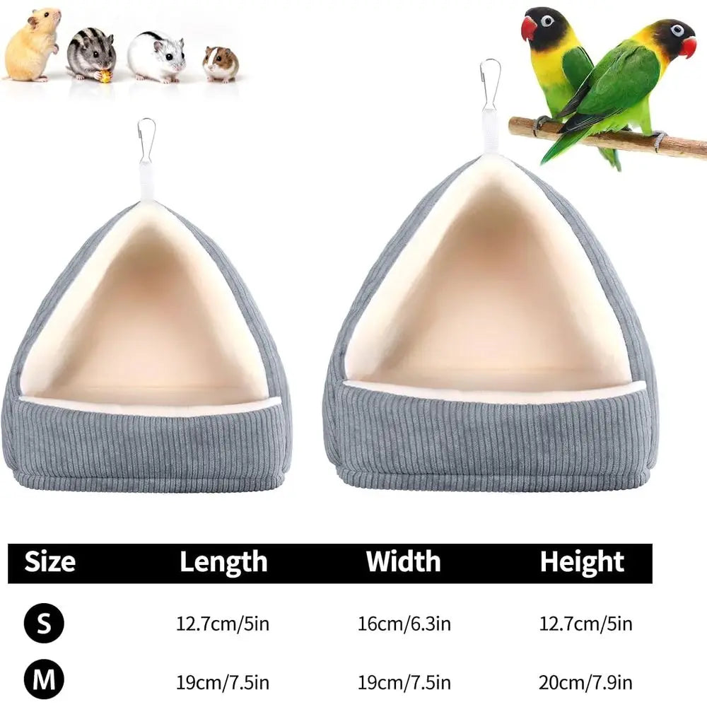 Cloud-Soft Winter Warm Bird Bed Cage With Plush Hammock Hut